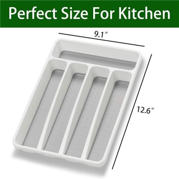 Kitchen silverware organizer utensil holder drawer flatware tray 5 compartment - Picture 2 of 7